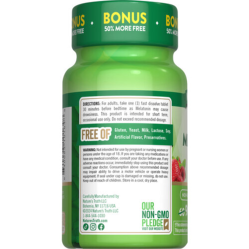Nature's Truth Melatonin, Fast Dissolve Sleep, 5 mg, Tablets, Natural Berry Flavor