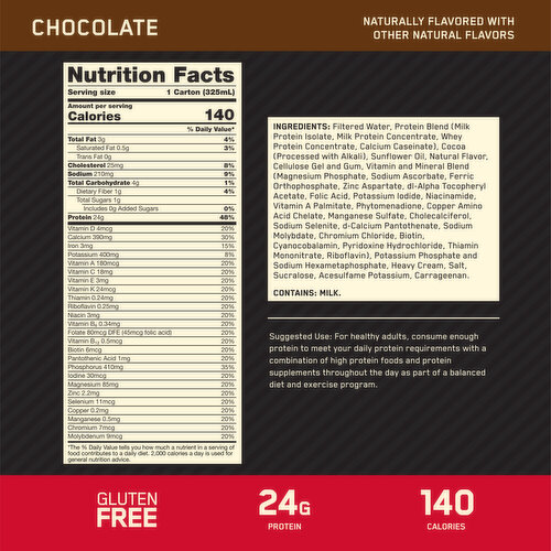 Optimum Nutrition Gold Standard Chocolate Protein Shake, 4 Count