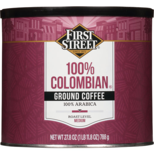 First Street Coffee, 100% Arabica, Ground, Medium, 100% Colombian