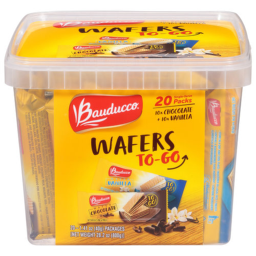 Bauducco Wafer, Chocolate & Vanilla, 20 Single-Serve Packs