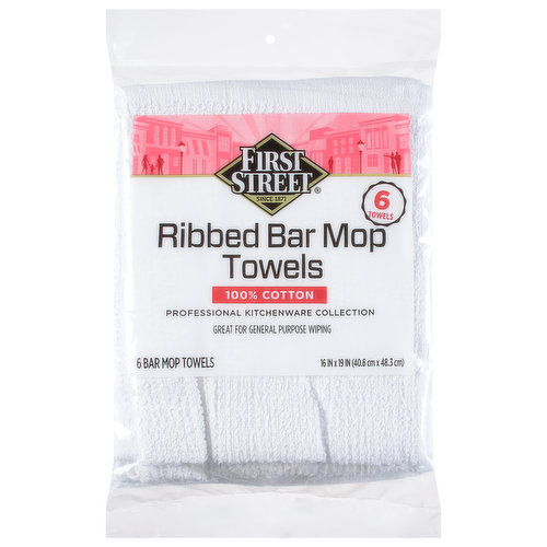 First Street Bar Mop Towels, Ribbed