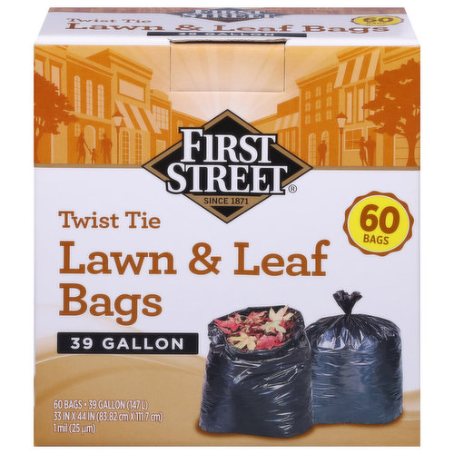 First Street Lawn & Leaf Bags, Twist Tie, 39 Gallon