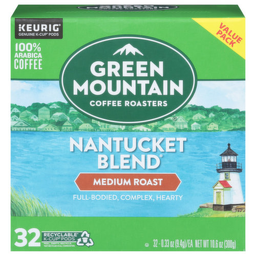 Green Mountain Coffee Roasters, Medium Roast, Nantucket Blend, K-Cup Pods, Value Pack
