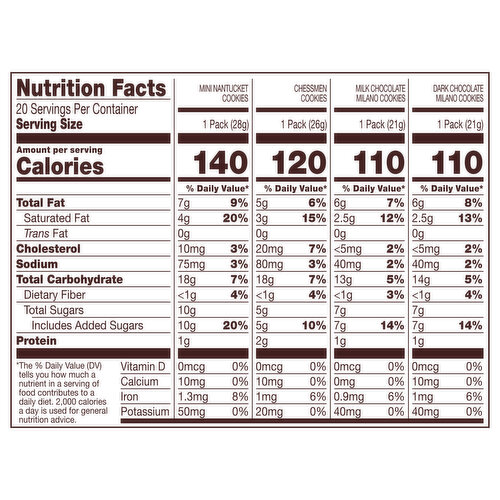Pepperidge Farm Cookies, Assorted, 20 Packs