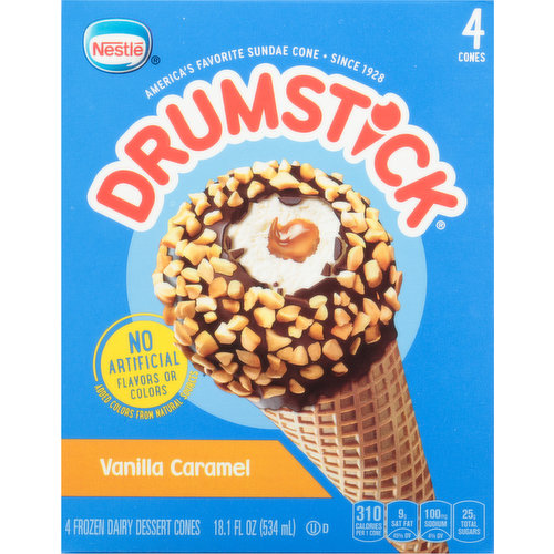 Drumstick Frozen Dairy Dessert Cones, Vanilla Caramel