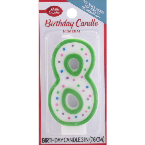 Betty Crocker Birthday Candle, Numeral 8, 3 Inch