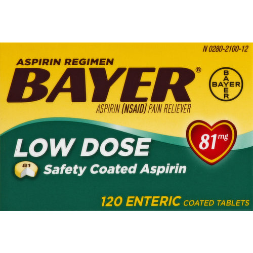 Bayer Aspirin, Low Dose, 81 mg, Enteric Coated Tablets