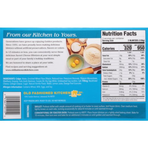 Golden Blintzes, Sweet Cheese