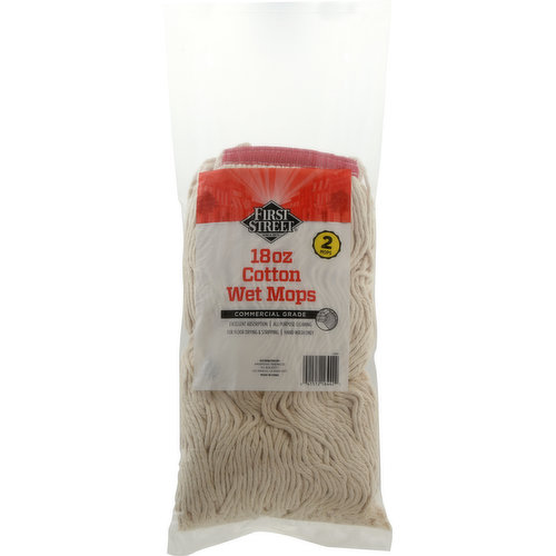 First Street Wet Mops, Cotton, 18 Ounce