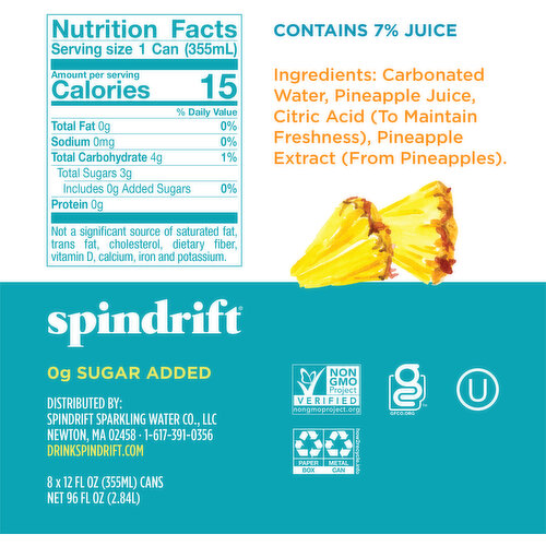Spindrift Unsweetened Pineapple Sparkling Water