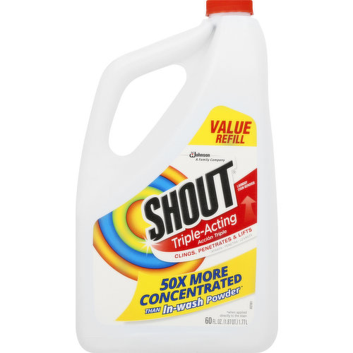 Shout Laundry Stain Remover, Triple-Acting, Value Refill