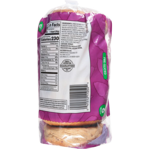 First Street Bagels, Cinnamon Raisin, Pre-Sliced