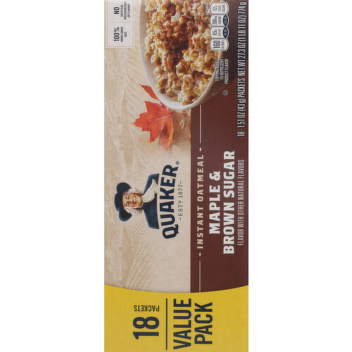 Quaker Instant Oatmeal, Maple & Brown Sugar, Value Pack