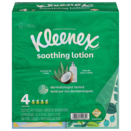 Kleenex Tissues, Coconut + Aloe, 3-Ply