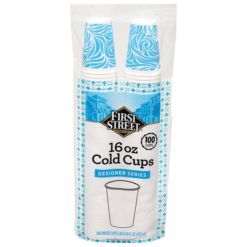 First Street Paper Cups, Cold, Designer Series, 16 Ounce