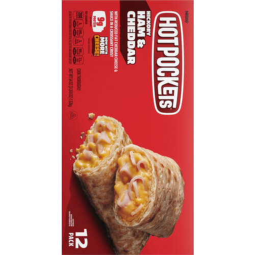 Hot Pockets Sandwiches, Croissant Crust, Hickory Ham & Cheddar, 12 Pack