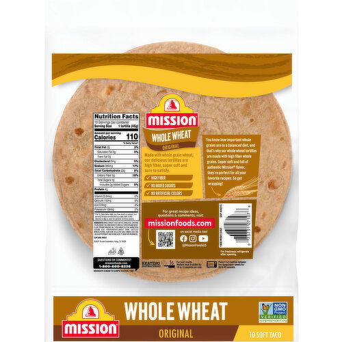 Mission Whole Wheat Super Soft Original Tortilla Wraps