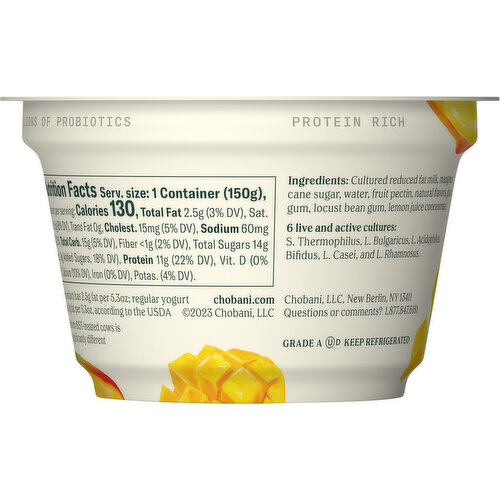 Chobani Yogurt, Greek, Reduced Fat, Mango on the Bottom