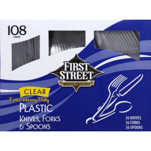First Street Plastic Knives, Forks & Spoons, Clear, Extra Heavy Duty