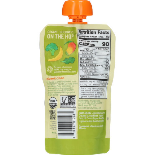 Pumpkin Tree Organic Banana, Mango, Broccoli & Kale Fruit & Vegetable Puree