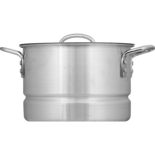 Sazon Stock Pot, with Steamer, Aluminum, 8 Quart