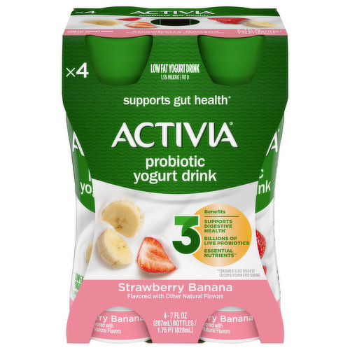 Activia Yogurt, Low Fat, Strawberry Banana, Probiotic