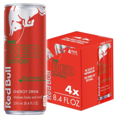 Red Bull Red Edition Energy Drink, Watermelon, 80mg Caffeine, 8.4 fl oz