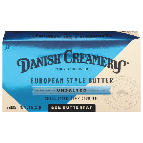 Danish Creamers Butter, European Style, Unsalted, 85% Butterfat