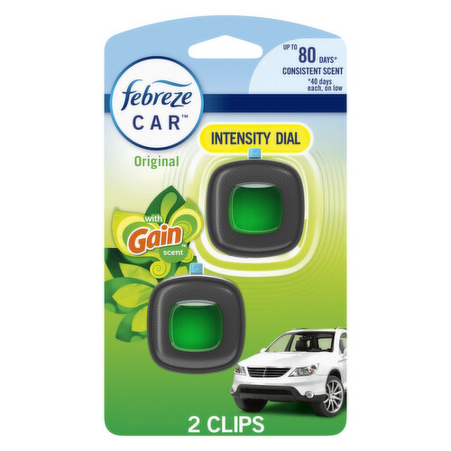 Febreze Car Air Freshener Vent Clip Gain Original Scent, 2 Count