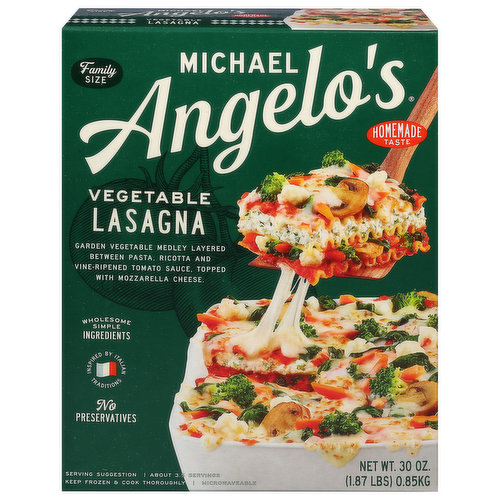 Michael Angelo's Lasagna, Vegetable, Family Size