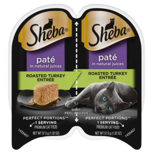 Sheba Cat Food, Pate in Natural Juices, Roasted Turkey Entree