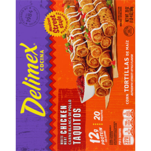 Delimex Taquitos, White Meat Chicken, Corn Tortillas