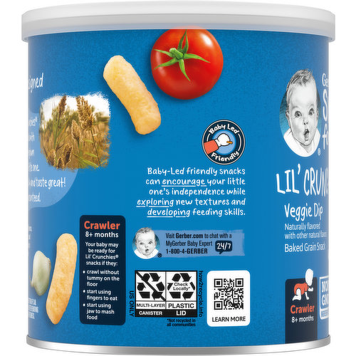 Gerber Baked Grain Snack, Veggie Dop, Lil' Crunchies, Crawler (8+ Months)
