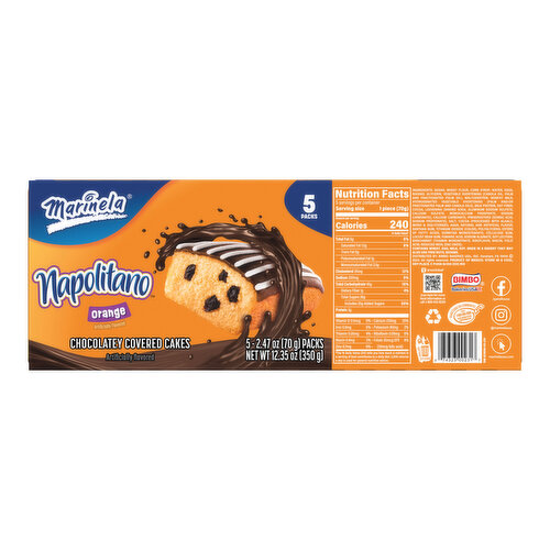 Marinela Orange Cake with Raisins, 5 packs, 12.35 oz