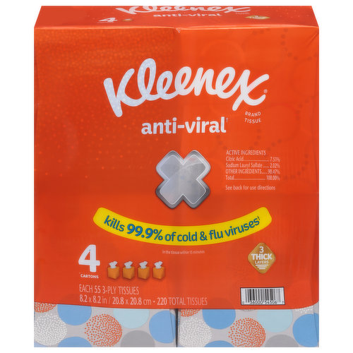 Kleenex Tissues, Anti-Viral, 3-Ply