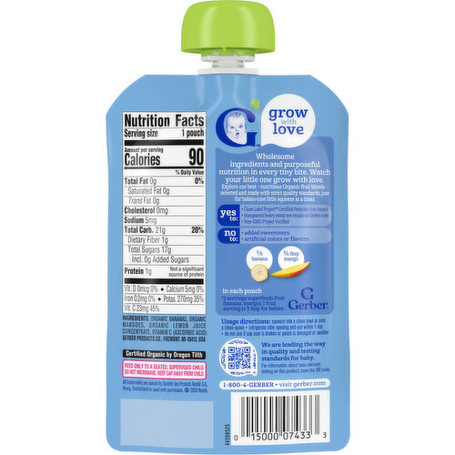 Gerber Puree, Banana Mango, Sitter 2nd Foods