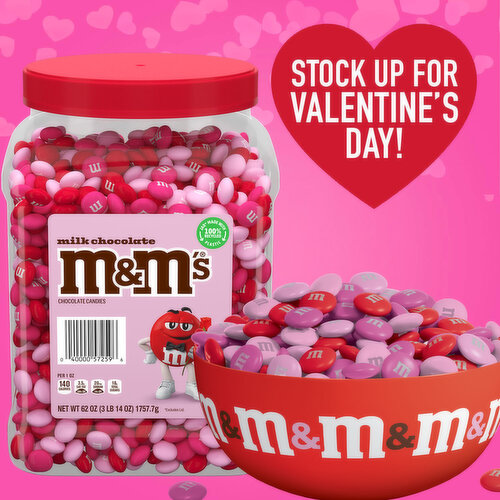 M&M's Show your Valentine a choco-lot of love this Valentine’s Day with M&M’S Milk Chocolate Valentines Day Candy Gift Jar. Share the taste of real milk chocolate covered in crunchy Valentine's Day themed candy shells.