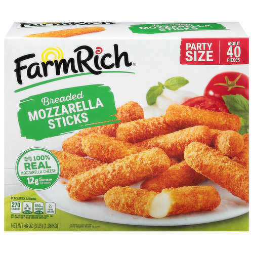 Farm Rich Mozzarella Sticks, Breaded, Party Size