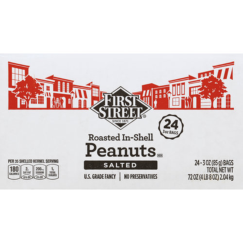 First Street Peanuts, Roasted In-Shell, Salted