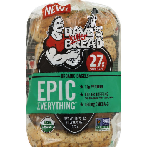 Dave's Killer Bread Bagels, Organic, Epic Everything