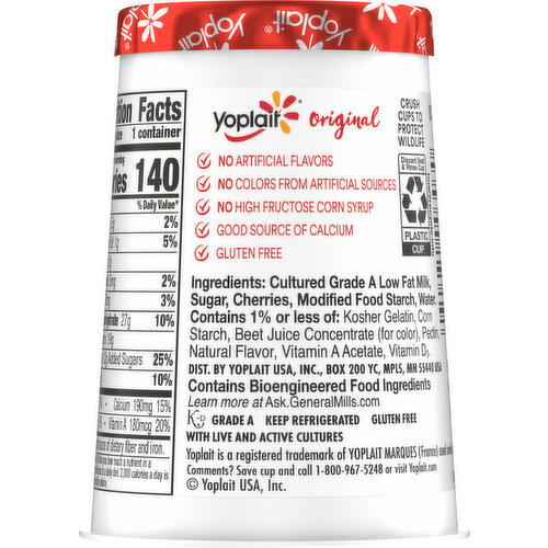 Yoplait Low Fat Cherry Orchard Yogurt