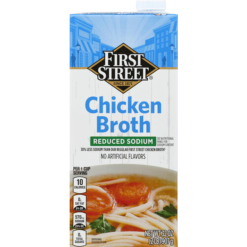 First Street Chicken Broth, Reduced Sodium