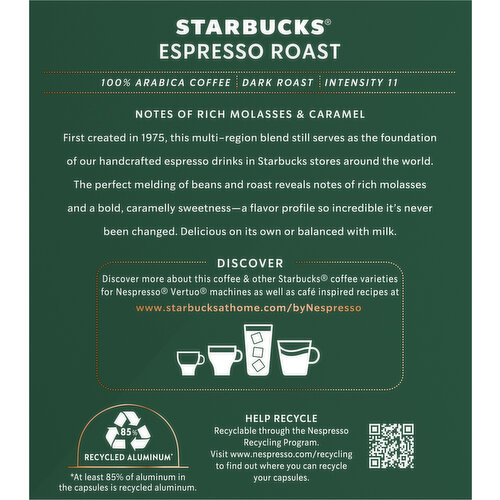 Starbucks Coffee, Espresso Roast, Ground, Capsules