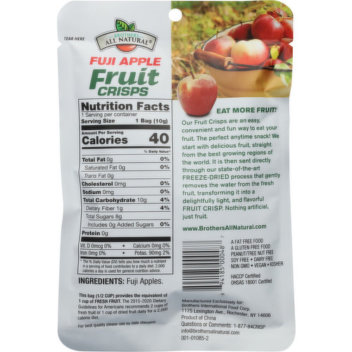 Brothers All Natural Fruit Crisps, Fuji Apple, Freeze Dried