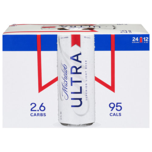 24 PK Michelob Ultra Beer, Light, Superior