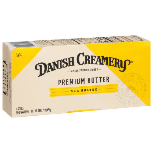 Danish Creamery Butter, Premium, Sea Salted, 4 Sticks