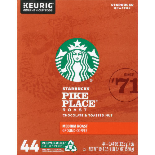Starbucks Coffee Ground Medium Roast Pike Place Roast K Cup Pods Smart Final