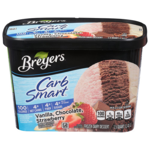 Breyers Frozen Dairy Dessert, Vanilla, Chocolate, Strawberry