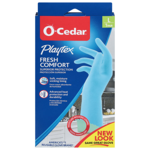O-Cedar Gloves, Fresh Comfort, Large