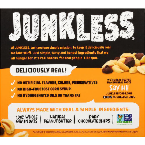 Junkless Chewy Peanut Butter Chocolate Chip Granola Bars